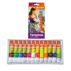 TEMPERAS 12 COLORES TUBO ALUM.