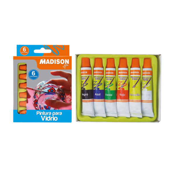 PINTURA P/VIDRIO 6 COLORES TUBO ALUM.