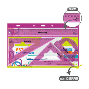 ESTUCHE GEOMET. C/CIERRE FUCSIA