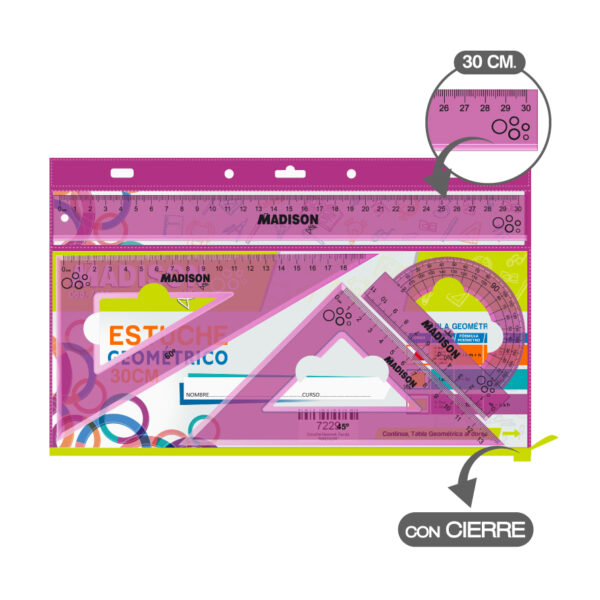 ESTUCHE GEOMET. C/CIERRE FUCSIA