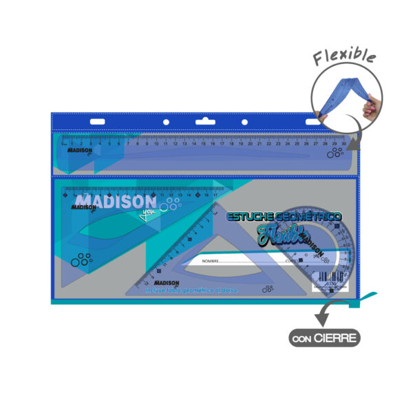 ESTUCHE GEOMET. FLEXIBLE AZUL