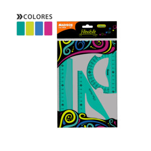 ESTUCHE GEOMET.FLEXIBLE 20CM.4 COLORES