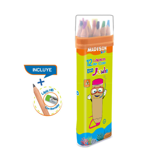 LAPICES 12 COL.JUMBO LARGO-ESTUCHE METALICO