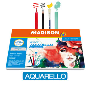 BLOCK PAP.AQUARELLO 60%ALG.BLANCO NAT.300GRS.25X35CM.10HJS