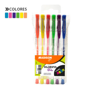 BOLIGRAFO GEL 6 COLORES NEON