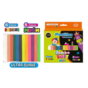 PLASTILINA JUMBO SOFT MIX 12 COL. MADISON