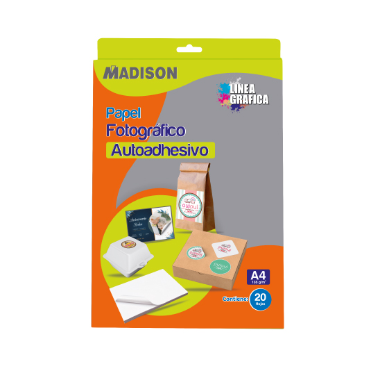 PAPEL FOTOGRAFICO AUTOADHESIVO A4 135GR. "MADISON"